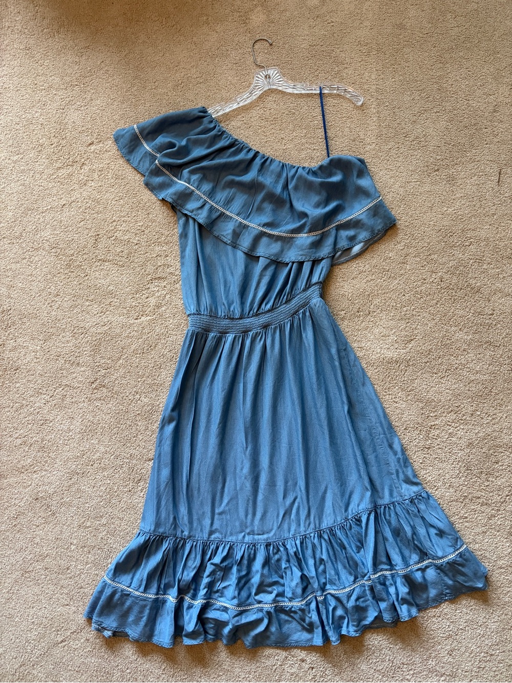 INC International Concepts One-Shoulder Ruffle Dress in Blue